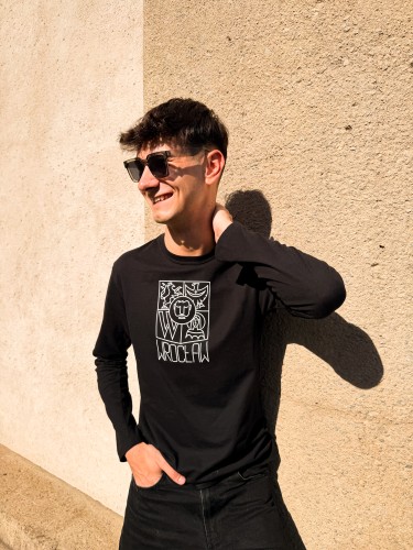 Koszulka z długim rękawem Wrocław czarna (UNISEX)