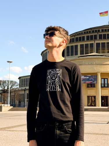 Koszulka z długim rękawem Wrocław czarna (UNISEX)