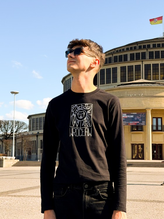 Koszulka z długim rękawem Wrocław czarna (UNISEX)