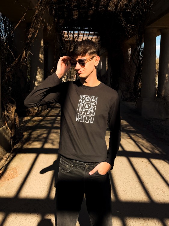 Koszulka z długim rękawem Wrocław czarna (UNISEX)