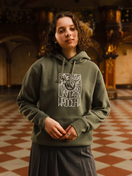 Bluza Wrocław z kapturem oliwkowa (UNISEX)