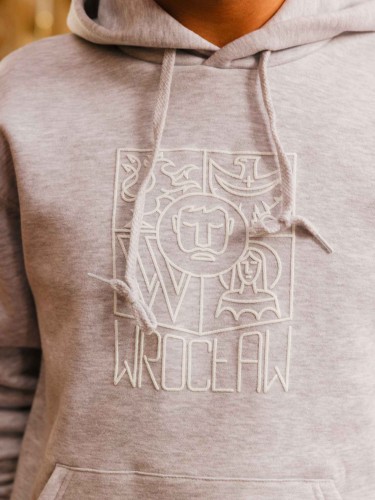 Bluza Wrocław z kapturem jasnoszara (UNISEX)