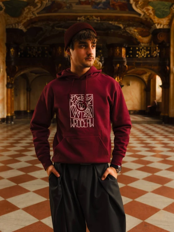 Bluza Wrocław z kapturem bordowa (UNISEX)