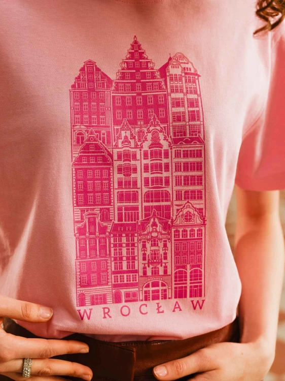 Koszulka Wrocław różowa BASIC krótki rękaw KAMIENICZKI (UNISEX)
