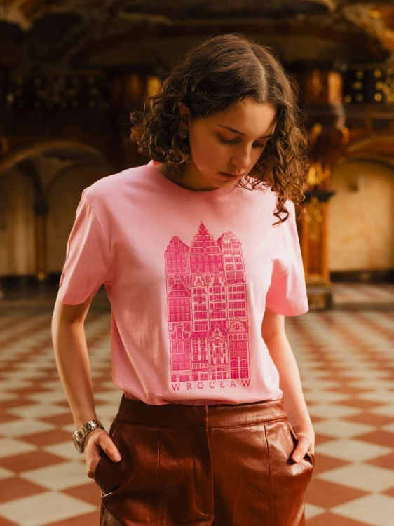 Koszulka Wrocław różowa BASIC krótki rękaw KAMIENICZKI (UNISEX)