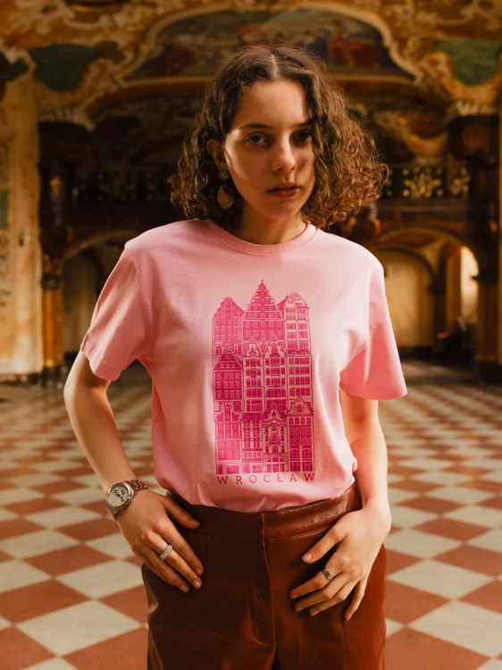 Koszulka Wrocław różowa BASIC krótki rękaw KAMIENICZKI (UNISEX)