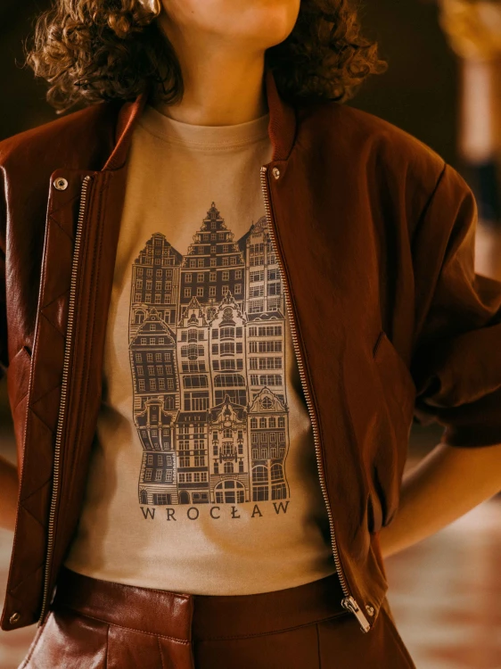 Koszulka Wrocław beżowa BASIC krótki rękaw KAMIENICZKI (UNISEX)