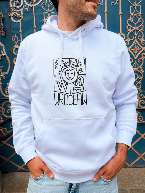 Bluza Wrocław z kapturem biała (UNISEX)