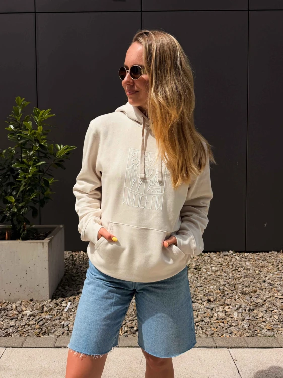 Bluza Wrocław z kapturem jasno beżowa